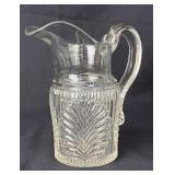 EAPG Ribbed Flint Glass Palm Water Pitcher