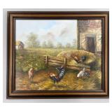 J. GUARINO Original Oil Painting of Chickens