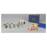 WWII Rationing Book & Various Coins: China, Cuba +
