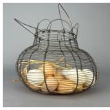 Rustic Metal Wire Egg Gathering Basket with Handle