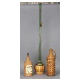 3 Wicker Wine Bottles Mid Century Italy, Mexico