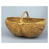 Handwoven Gathering Basket w/ Fixed Handle