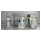 3 Galvanized Metal Watering Cans w Sprinkler Heads