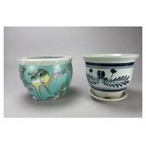 2 Decorative Ceramic Pots: Jardinere & Flower Pot