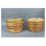 Pair of Decorative Lidded Woven Baskets