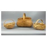 3 Woven Baskets - 1 Large, 2 Smaller