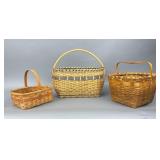 3 Woven Baskets with Colored Accents
