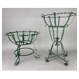 2 Decorative Green Metal Plant Stands