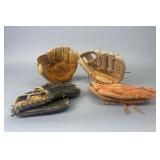 4 Vintage Baseball Gloves: Rawlings, Ranger, MTA P