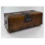 Chinese Qing Dynasty Metal Bound Elm Coin Chest