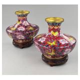 PR of Chinese Cloisonnï¿½ Vases Butterflies Peonies