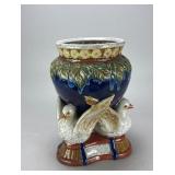 Majolica-Style Ceramic Planter with Eagle Base