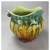 Majolica Weller Style Planter with Lion Heads