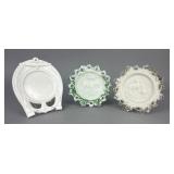 3 Milk Glass Plates: Contrary Mule, Chicks, Lucky