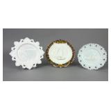 3 Milk Glass Plates: Niagara Falls, Yacht & Anchor