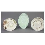 3 Milk Glass Plates: Jenny Lind, Three Owls, Shell