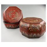 PR of LG Antique Chinese Lacquer Octagonal Boxes