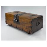 Chinese Qing Dynasty Metal Bound Elm Coin Chest