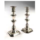 Pair of Silverplated 9' Baluster Form Candlesticks