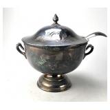 English Silverplated Soup Tureen, Lid & Ladle