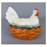 Ceramic Chicken Hen on Nest Covered Dish
