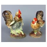 2 Napcoware Ceramic Rooster Figurines 1950s/1960s