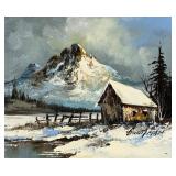 G. Whitman Winter Alpine Landscape Oil Painting