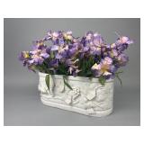 Italian Glazed Terracotta Jardiniï¿½re with Irises