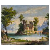 19th C. European Landscape Oil Painting on Canvas