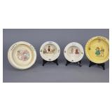 4 Ceramic Illustrated 'Baby's Plates'