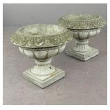 Pair of Cast Concrete Garden Urns