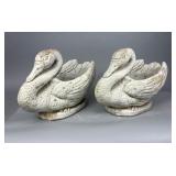 Pair of Concrete Swan Planters Kerri Studio 1985