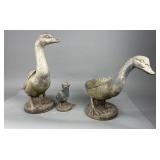 Set of 3 Cast Concrete Garden Geese