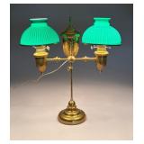 Antique Victorian Era Brass Double Student Lamp