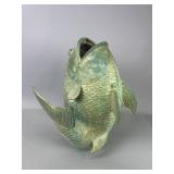 Large Bronze Koi Fish Garden Planter Sculpture