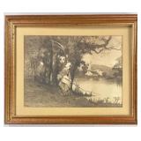 E. C. Rost (AM 1867-1940) Landscape Engraving 1892