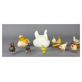 Chicken Figurines: German, Earthenware, Folk Art