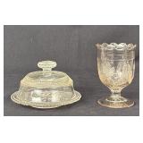 EAPG Pressed Glass Butter Dish and Goblet