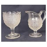 EAPG Gillinder & Sons Stippled Star Creamer, Spoon