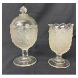 EAPG Gillinder & Sons Stippled Star Bowl & Spooner