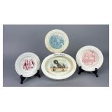 4 Staffordshire Baby's Plates and ABC Plates
