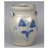 Rowe Pottery Works Salt-Glazed Lidded Crock 1988