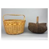 2 Rustic Wicker Carry Baskets ï¿½ Light & Dark