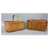 2 Woven Wood Baskets: Fixed & Double Swing Handle