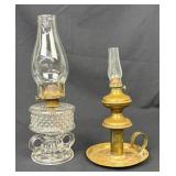 2 Antique Waterbury, Connecticut Oil Lamps
