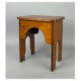 Hand-Made Wood Stool or Table with Arched Cutouts