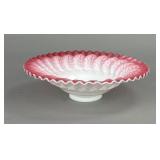 Victorian Art Cranberry Cased Glass 'Bride's Bowl'