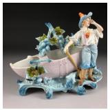 Victorian Figural Bisque Porcelain Fruit Bowl 10'