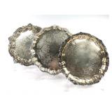 3 Silverplated Footed Salvers and Serving Trays