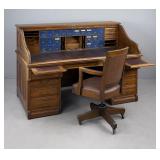 1880s A.H. Andrews & Co. Roll-Top Desk & Chair